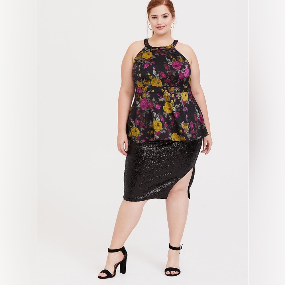 Torrid Peplum Georgette Goddess Neck Tank 1